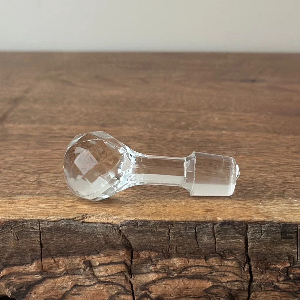 Mid Century Faceted Glass Bottle Stopper, Replacement Cruet Stopper VINTAGE